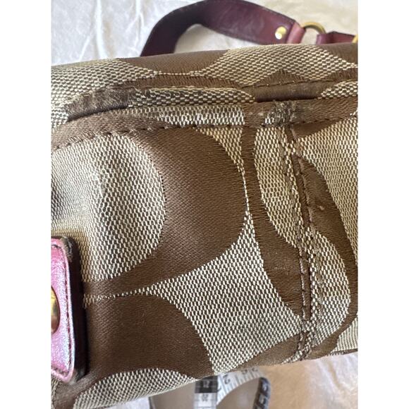 Coach Signature Canvas & Leather Shoulder Bag Brown Pink - Picture 9 of 9